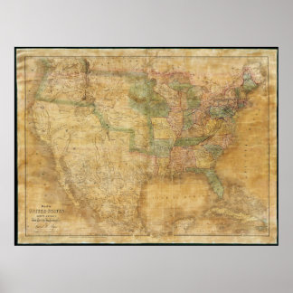 1839 David H. Burr Wall Map of the United States Poster