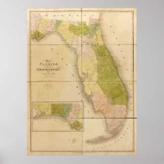 1839 Map of Florida Poster