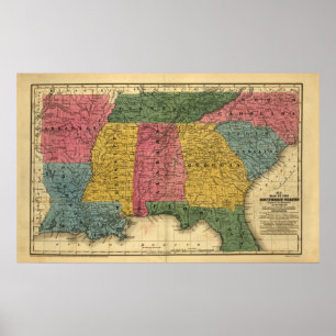 1839 Map of the Southern United States Poster