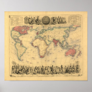 1850’s Map of British Empire Throughout the Worl Poster