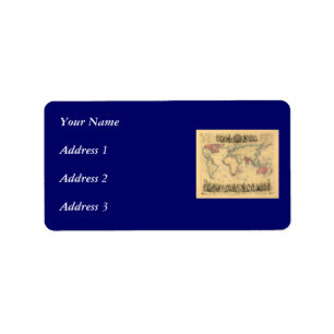 1850’s Map of British Empire Throughout the World Label