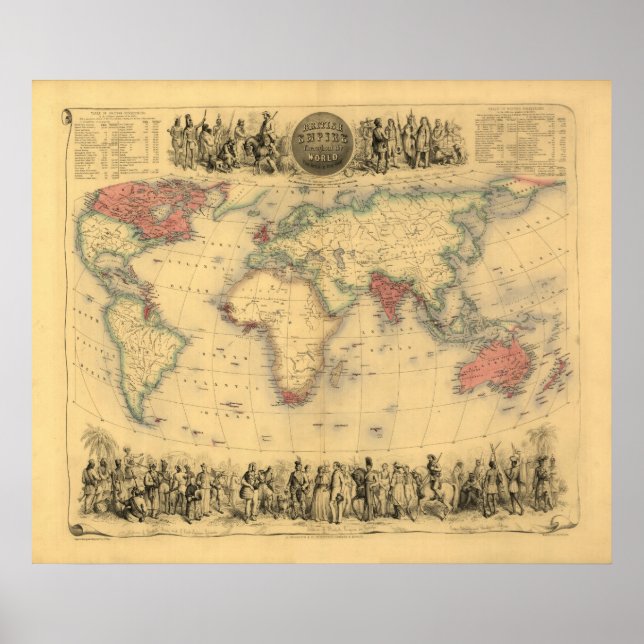1850’s Map of British Empire Throughout the World Poster (Front)