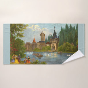 1850s print of Franzenburg Castle Bath Towel