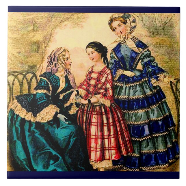 1852 French fashion plate Ceramic Tile (Front)