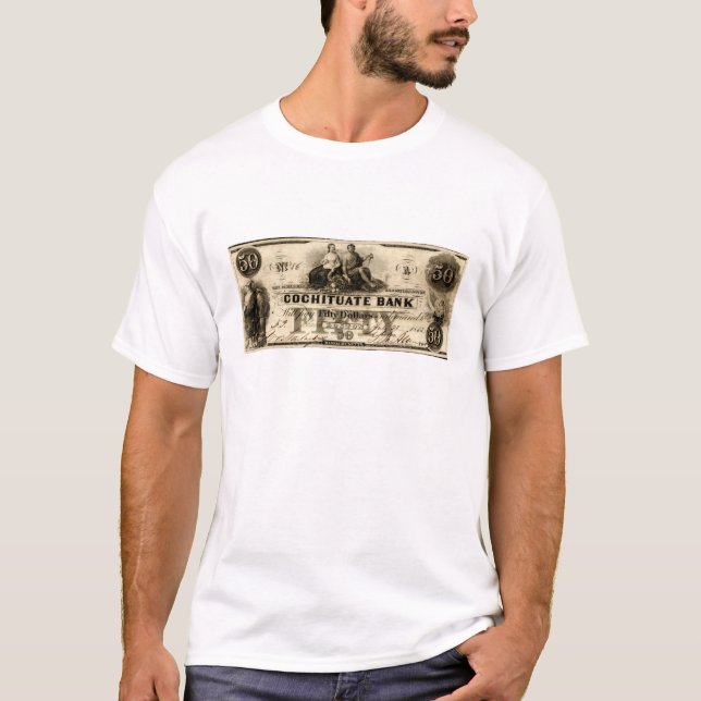 1853 Cochituate Fifty Dollar Note T-Shirt (Front)