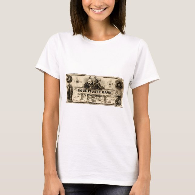 1853 Cochituate Fifty Dollar Note T-Shirt (Front)