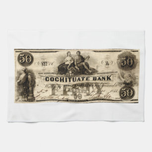 1853 Cochituate Fifty Dollar Note Tea Towel