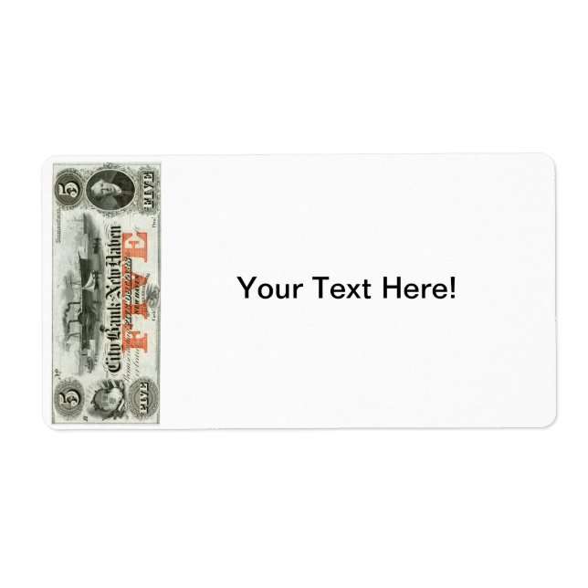 1855 New Haven Five Dollar Note (Front)
