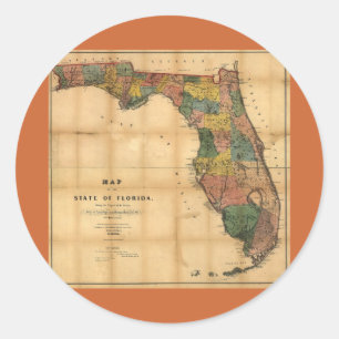 1856 Map of the State of Florida by Columbus Drew Classic Round Sticker