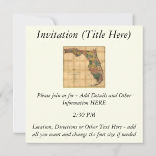 1856 Map of the State of Florida by Columbus Drew Invitation