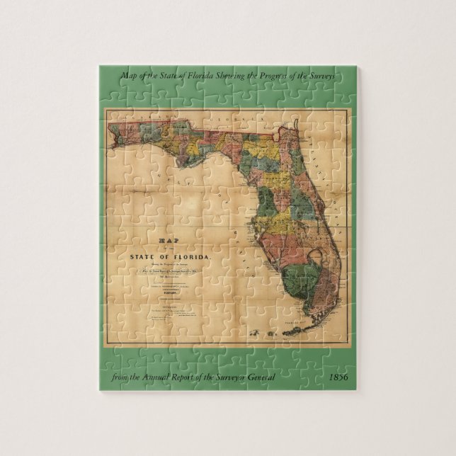1856 Map of the State of Florida by Columbus Drew Jigsaw Puzzle (Vertical)