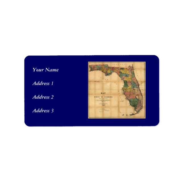 1856 Map of the State of Florida by Columbus Drew Label (Front)