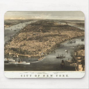 1856 New York City NY Birds Eye View by Mouse Pad