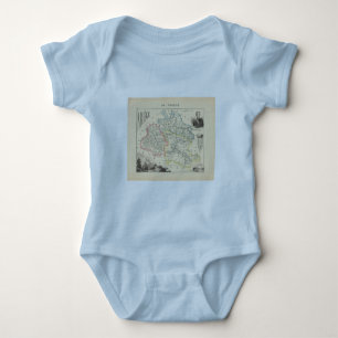 1858 Map of Ariege Department, France Baby Bodysuit
