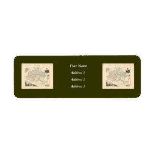 1858 Map of Ariege Department, France Return Address Label