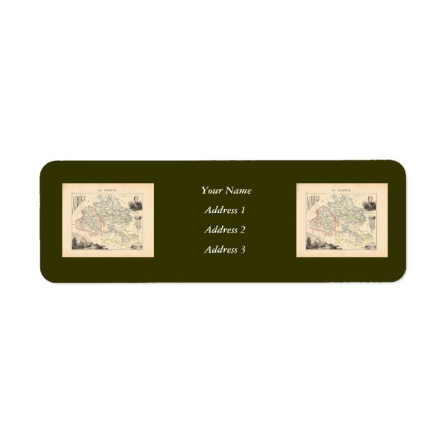 1858 Map of Ariege Department, France Return Address Label (Front)