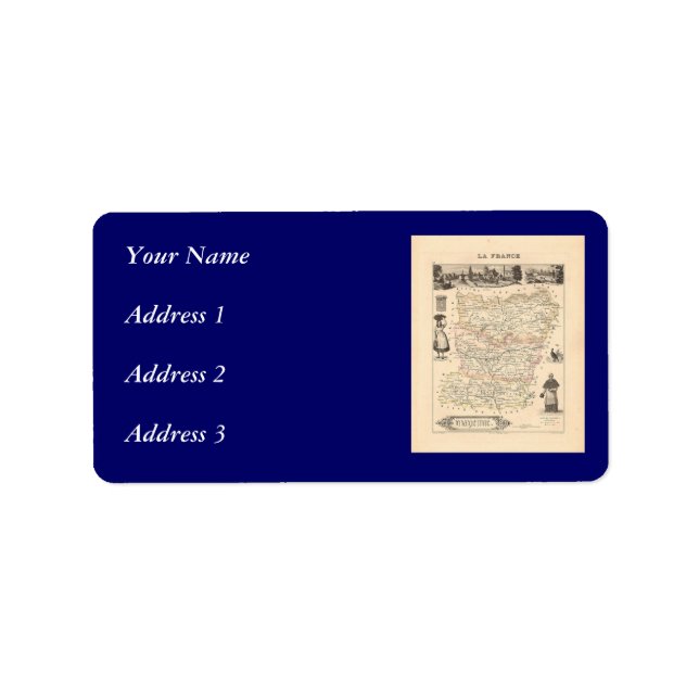 1858 Map of Mayenne Department, France Label (Front)