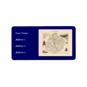 1858 Map of Sarthe Department, France Label