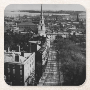 1859: A view of Boston from the State House Square Paper Coaster