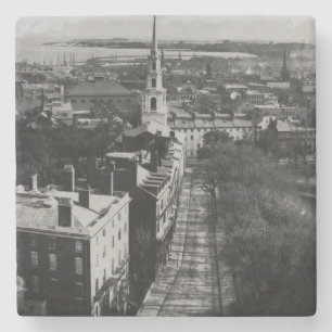 1859: A view of Boston from the State House Stone Coaster