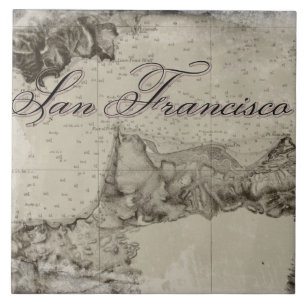 1859 San Francisco Bay Map Ceramic Tile