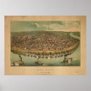 1859 St. Louis MO Birds Eye View Panoramic Map Poster