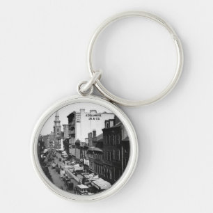 1859: Traffic and shops on Washington Street Key Ring