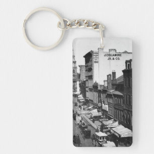 1859:  Traffic and shops on Washington Street Key Ring