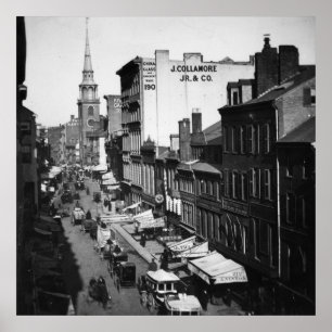 1859:  Traffic and shops on Washington Street Poster