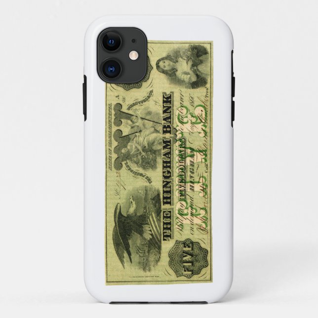 1860 Hingham Massachusetts Five Dollar Note Case-Mate iPhone Case (Back)