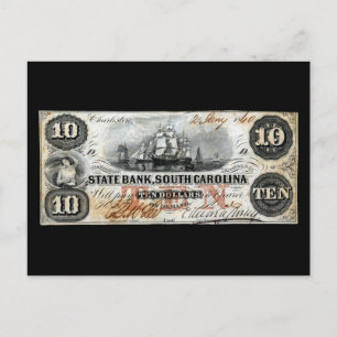 1860 South Carolina Ten Dollar Note Postcard