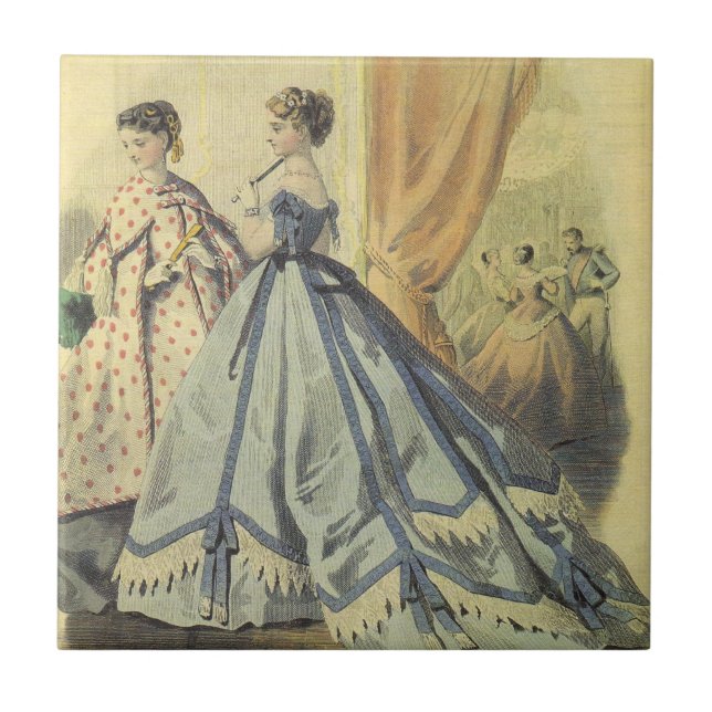 1860s Ladies Fashion Ceramic Tile (Front)