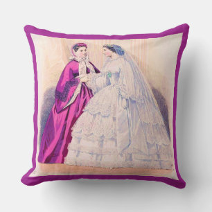 1861 French fashion plate wedding gown Cushion