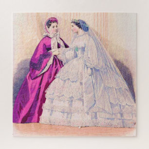 1861 French fashion plate wedding gown Jigsaw Puzzle