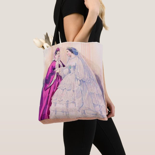 1861 French fashion plate wedding gown Tote Bag (Close Up)