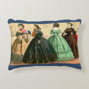 1861 German fashion plate Decorative Cushion