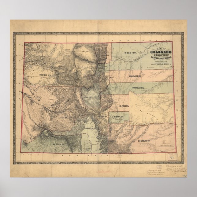1862 Map of Colorado Territory Poster (Front)