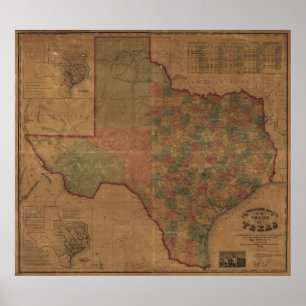 1862 Map of Texas Poster