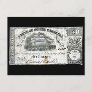 1862 North Carolina 50 Cent Note Postcard