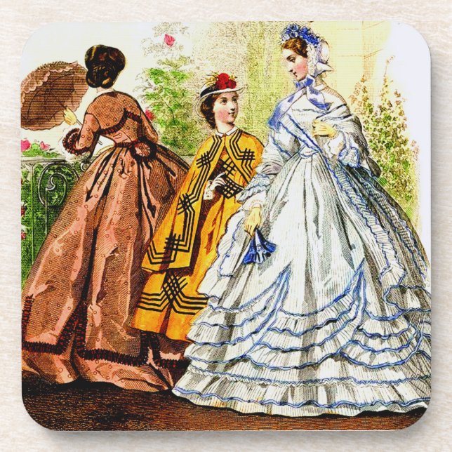 1863 Journal Des Jeunes Personnes fashion plate Coaster (Front)