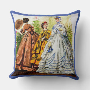 1863 Journal Des Jeunes Personnes fashion plate pr Cushion