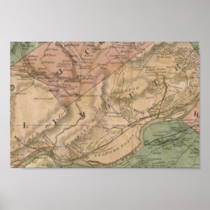 1864 Map, Luzerne County, Pennsylvania Poster