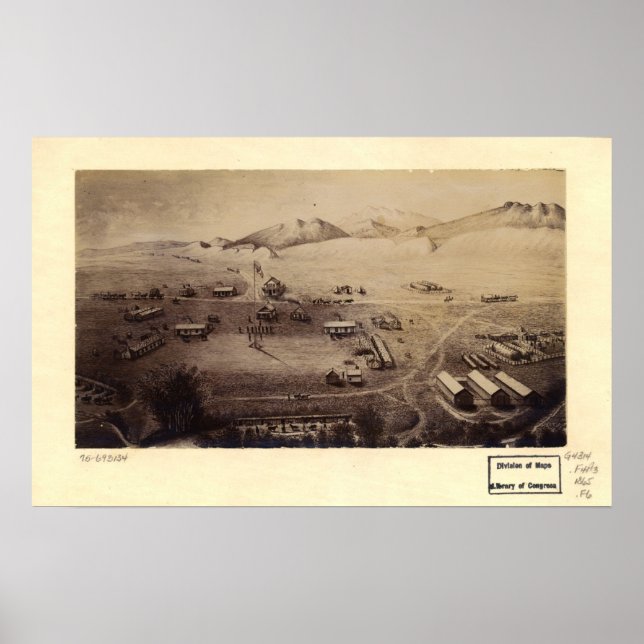 1865 Fort Collins, CO Birds Eye View Panoramic Map Poster (Front)
