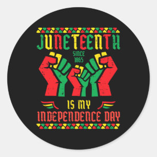 1865 Independence Day Black Fists Men Women Kids Classic Round Sticker