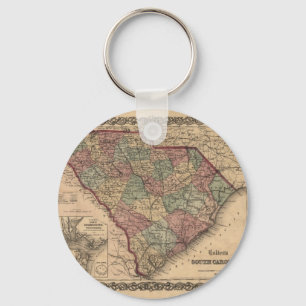 1865 South Carolina Map Key Ring