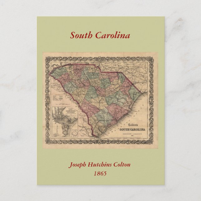 1865 South Carolina Map Postcard (Front)