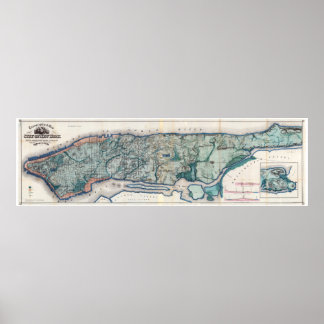 1865.Topographical Map of the City of New York Poster