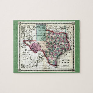 1866 Antiquarian Map of Texas by Schönberg & Co. Jigsaw Puzzle