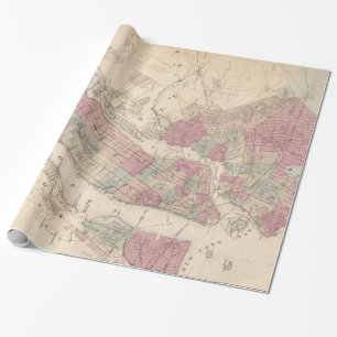 1868 Map of New York and Brooklyn Wrapping Paper
