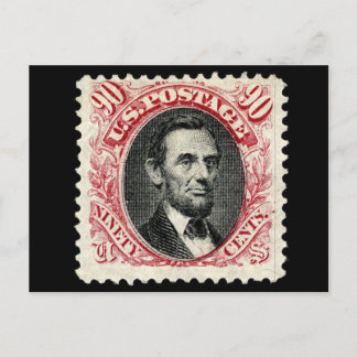 1869 Postage Stamp 90¢ Lincoln Postcard